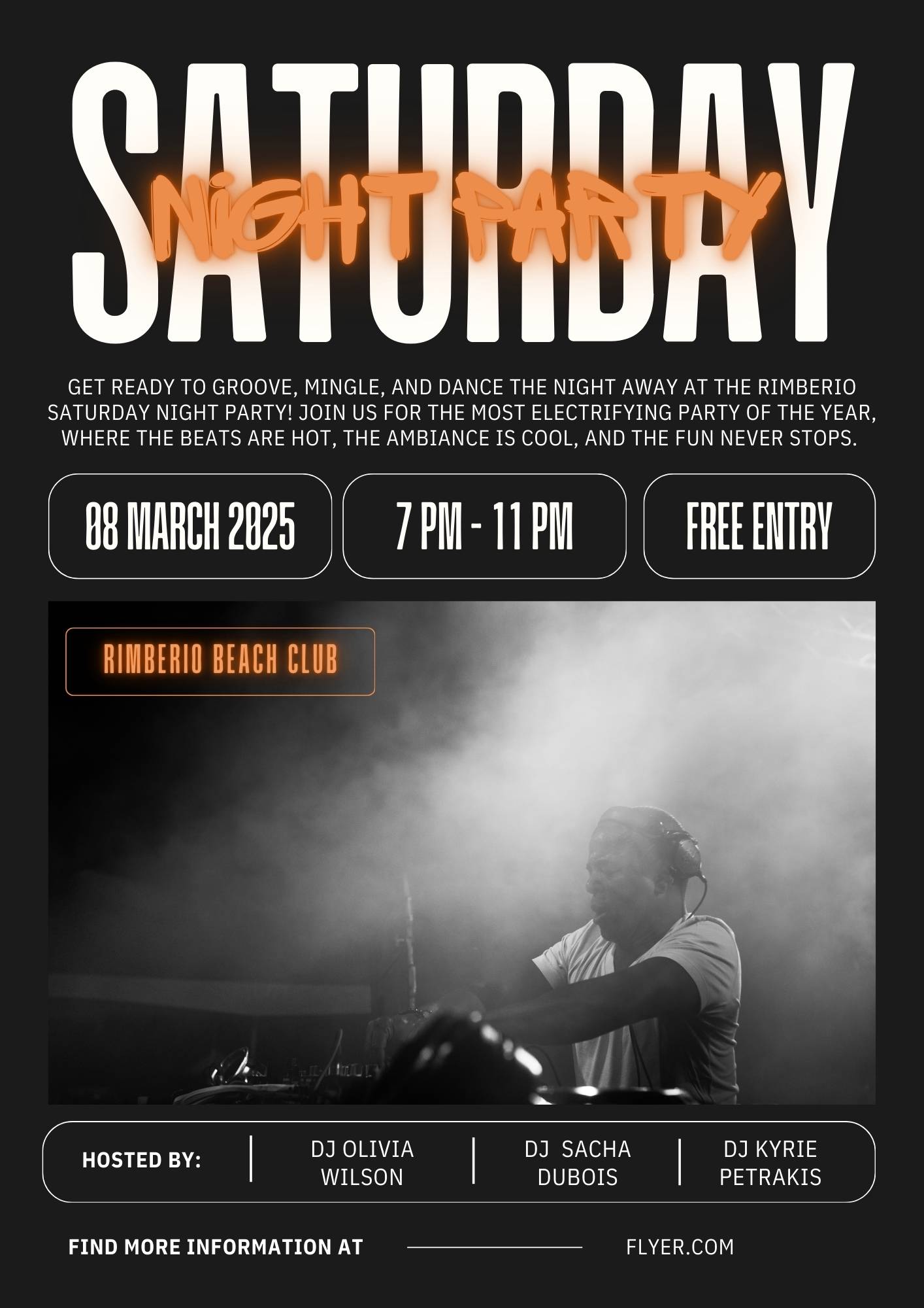 Black White Modern Bold Night Party Flyer