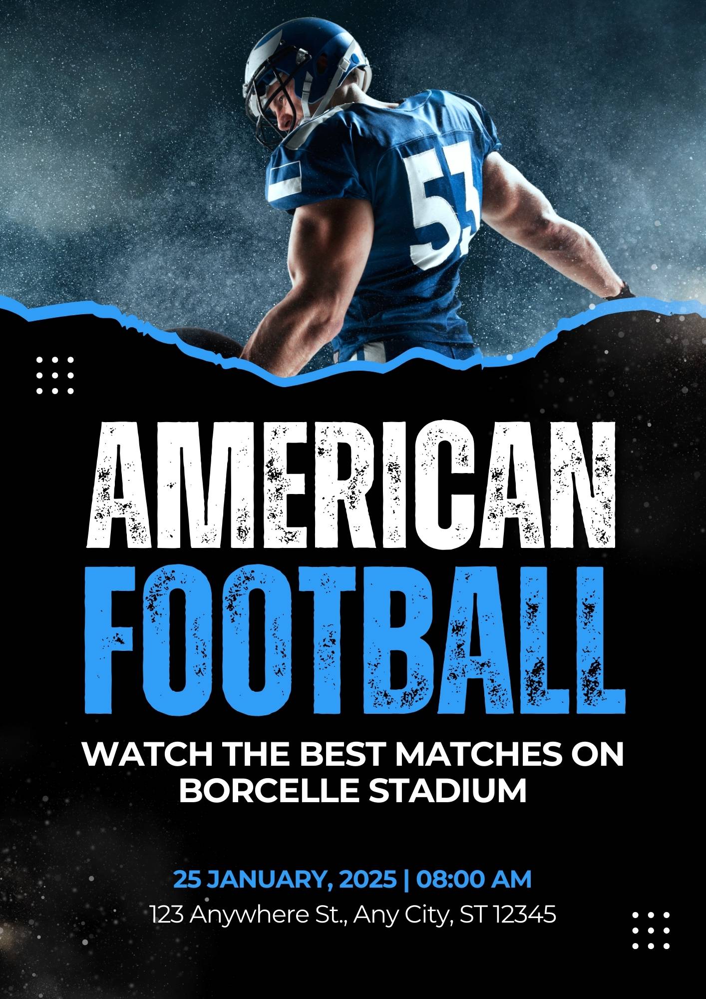 Black and Blue Modern Football Sport Flyer