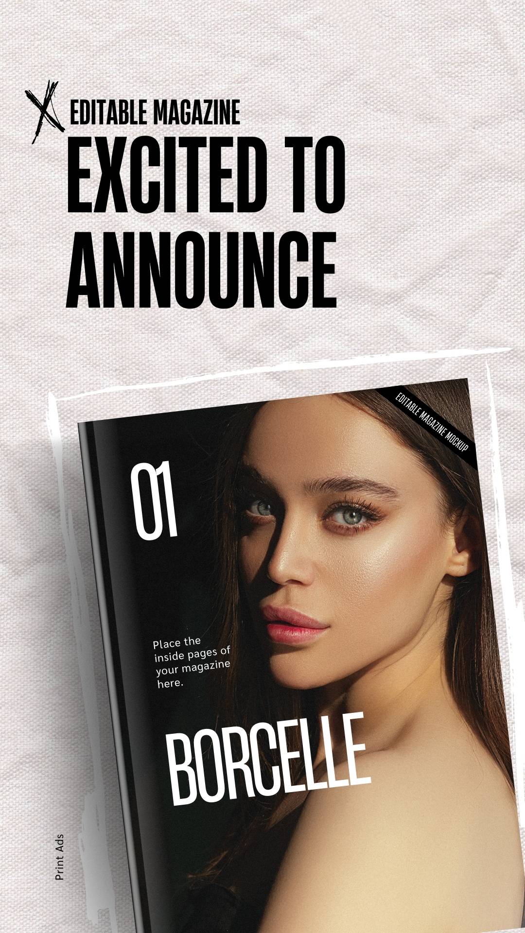 Black and Cream Soft Magazine Cover Mockup Instagram Story