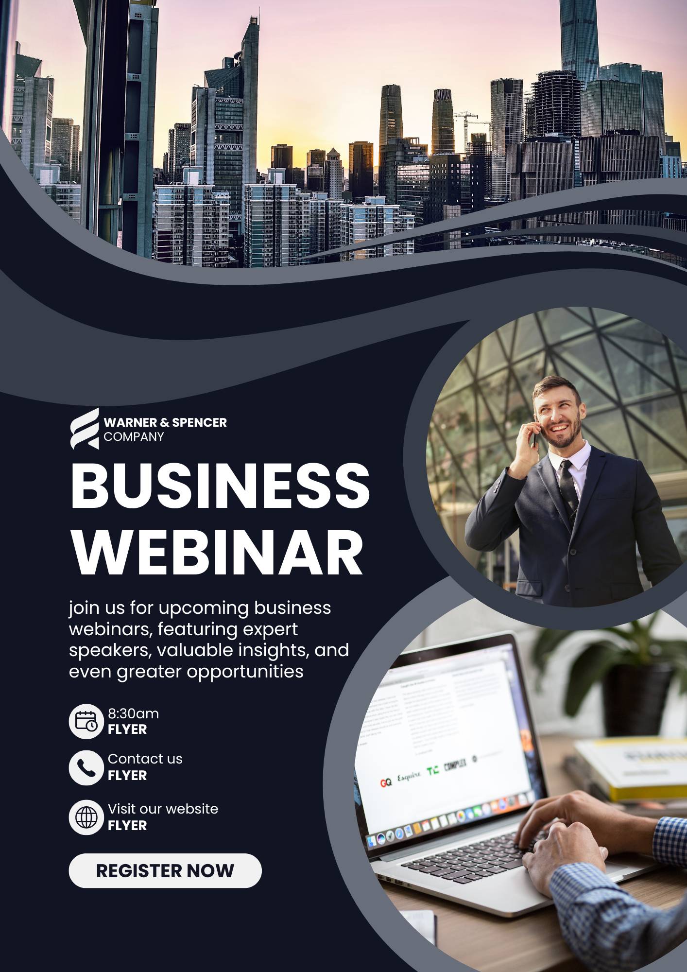 Black and Grey Modern Business Webinar Flyer