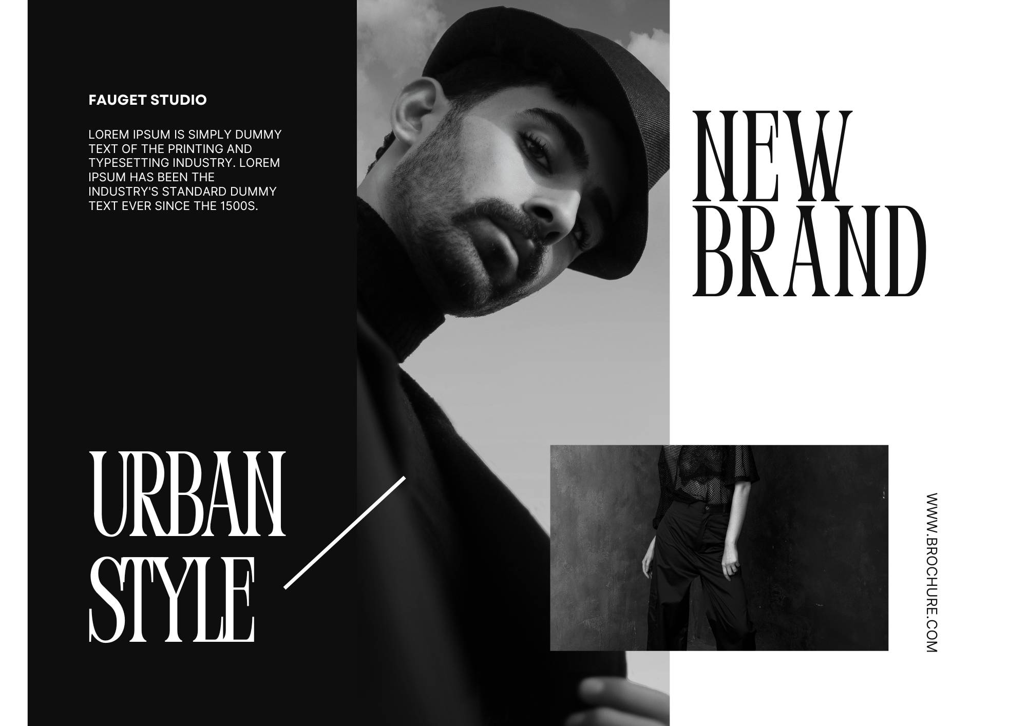 Black and White Modern Minimalist New Brand Trifold Brochure