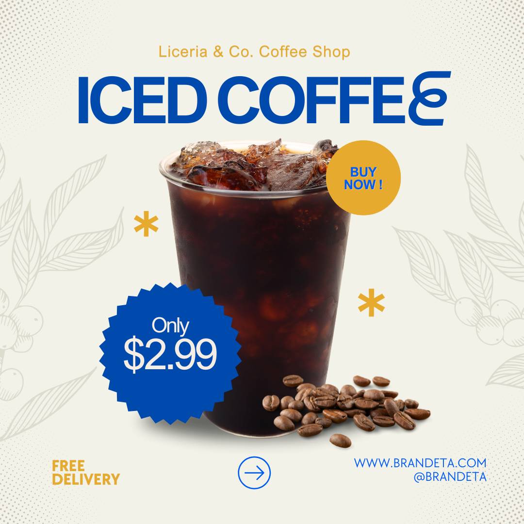 Blue Lined Menu Promotion Iced Coffee Instagram Post