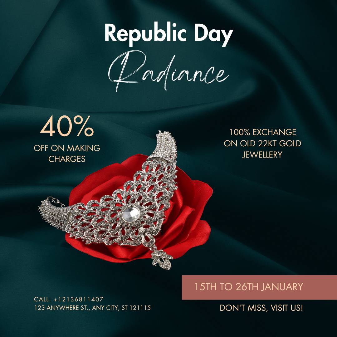 Dark Green And Gold Modern Republic Day Sale Instagram Post
