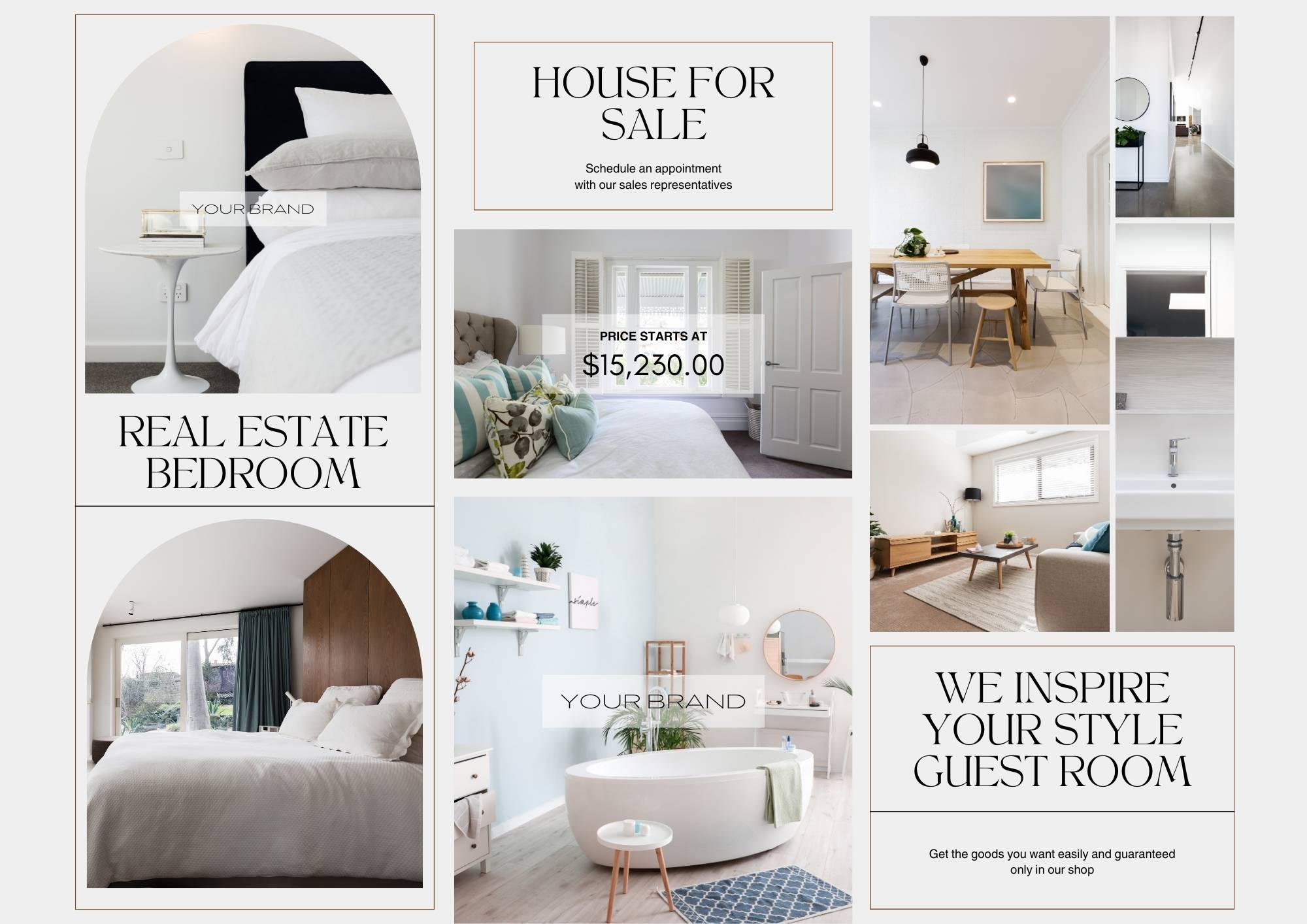 Gray and Beige Modern Minimalist Interior Home Design Trifold Brochure