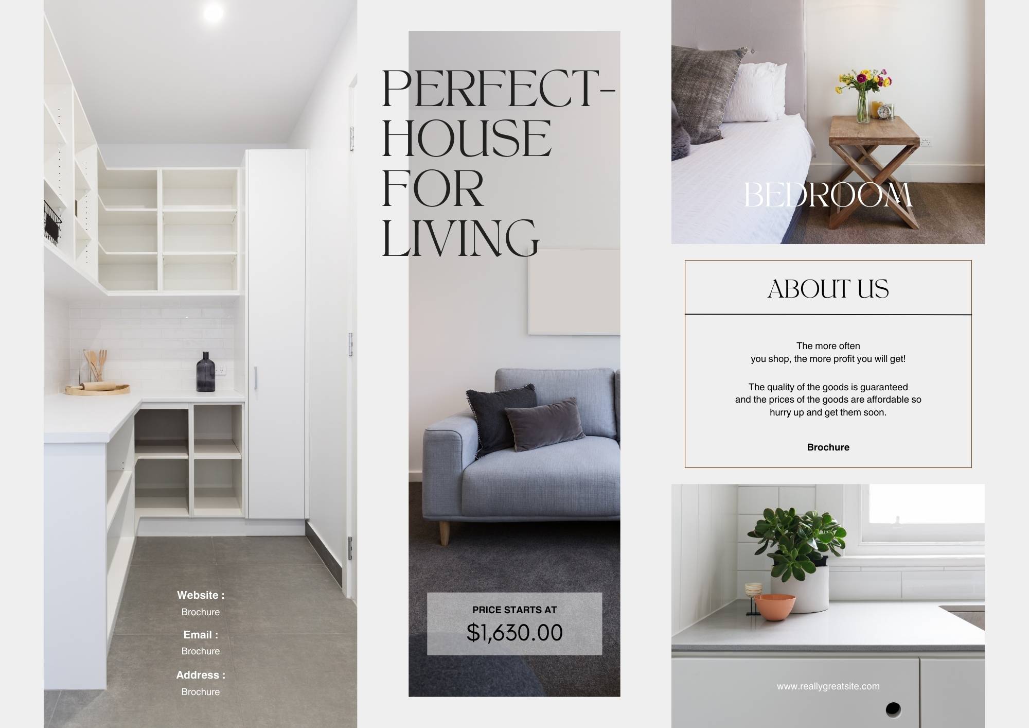 Gray and Beige Modern Minimalist Interior Home Design Trifold Brochure2