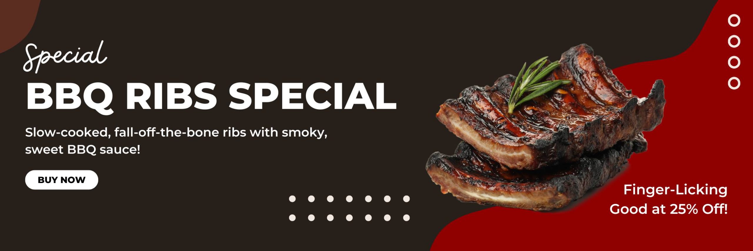 Red Minimalist Advertising BBQ Ribs Discount Billboard