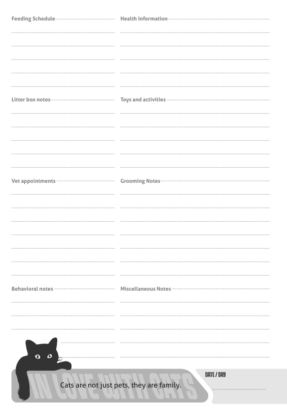 My Cat Care Notebook: A Simple Logbook for Tracking Your Cat’s Health, Behavior & Routine