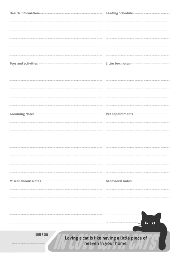 My Cat Care Notebook: A Simple Logbook for Tracking Your Cat’s Health, Behavior & Routine