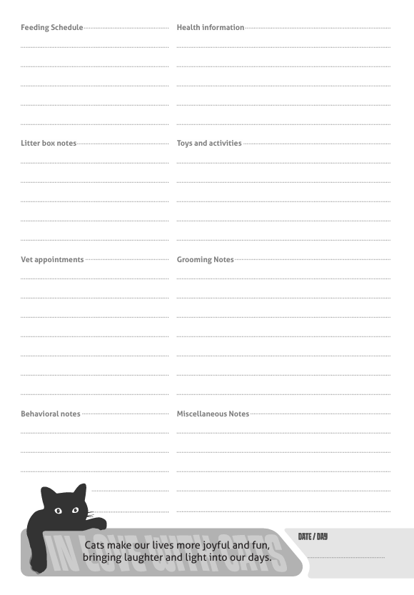 My Cat Care Notebook: A Simple Logbook for Tracking Your Cat’s Health, Behavior & Routine