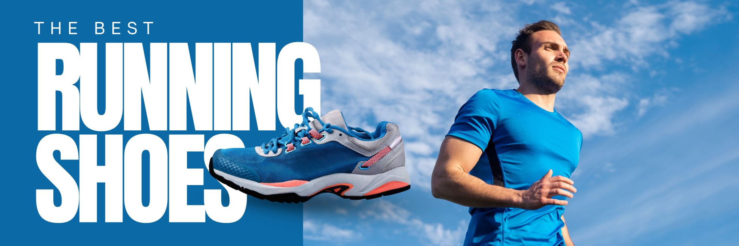 Blue and White Modern Running Shoes Billboard