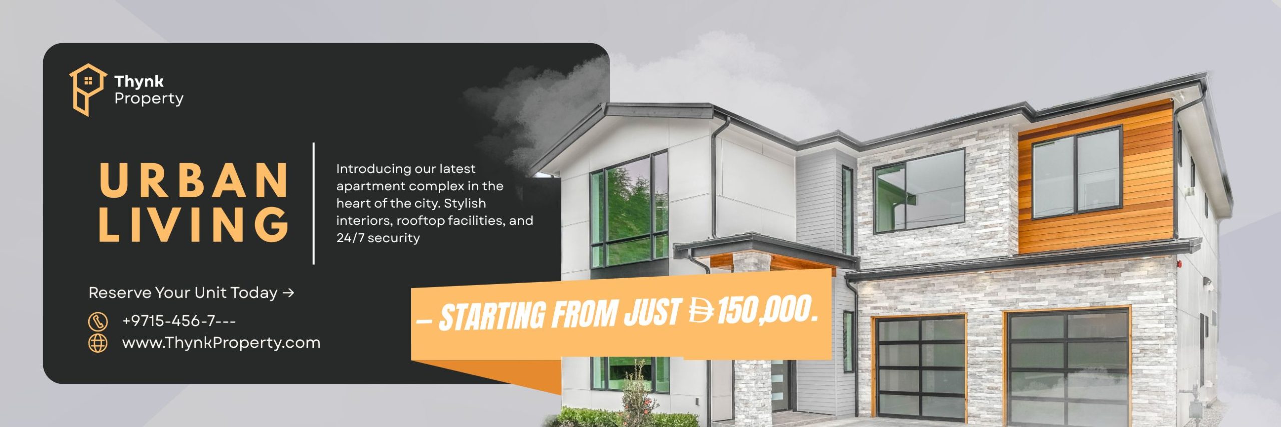 Gray Orange Modern Urban Living Property Billboard