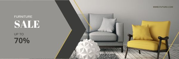 Gray and Yellow Simple Minimalist Furniture Sale Billboard