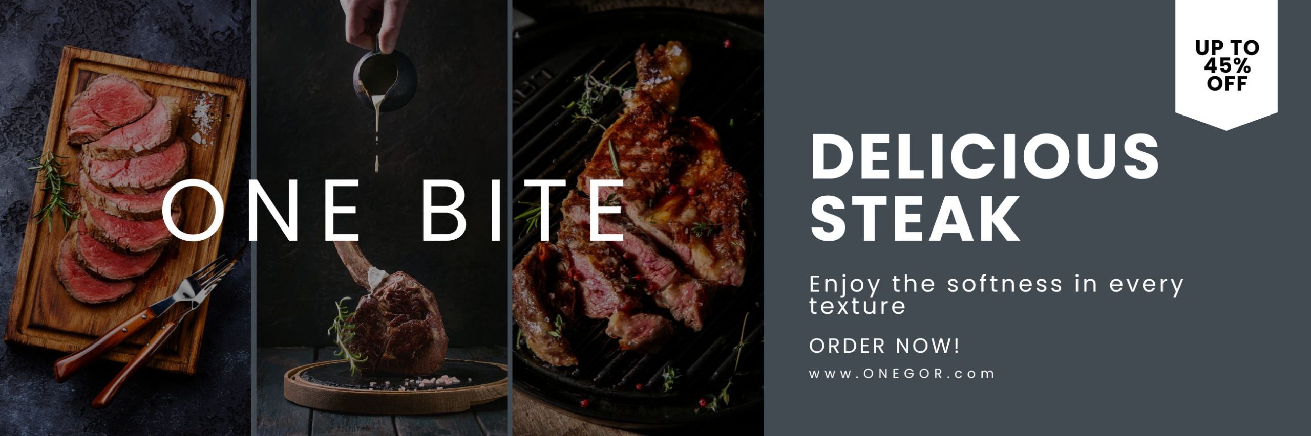 Grey Delicious Steak Bullboard Landscape