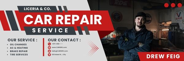 White and Red Modern Car Repair Billboard